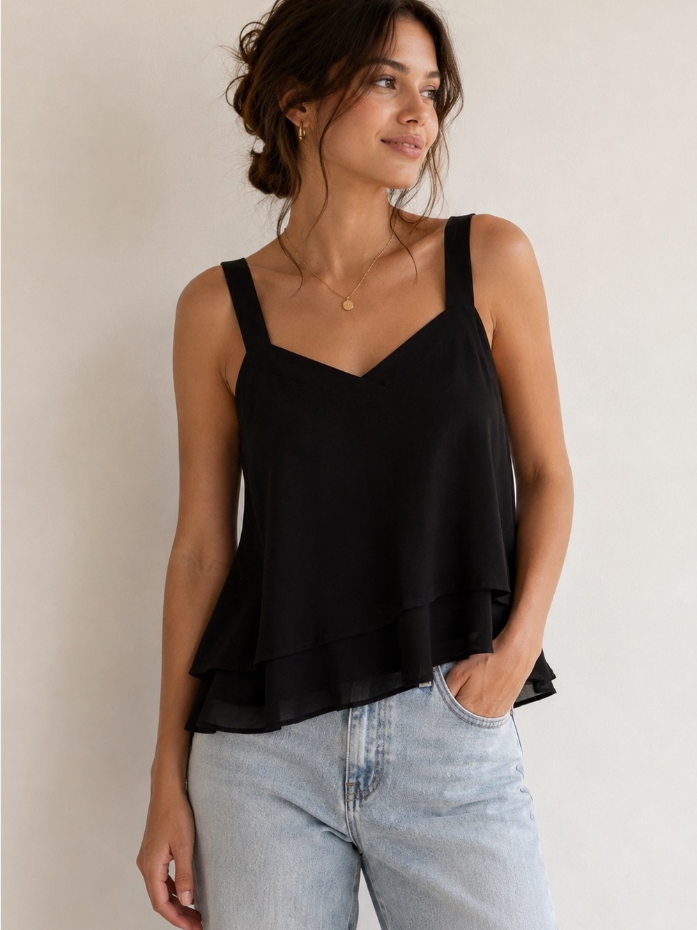 Banana Republic Black Layered V-Neck Camisole